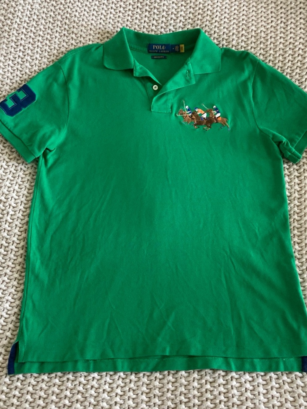 Polo Ralph Lauren Green Polo Shirt with Multi-Color Embroidered Polo Players